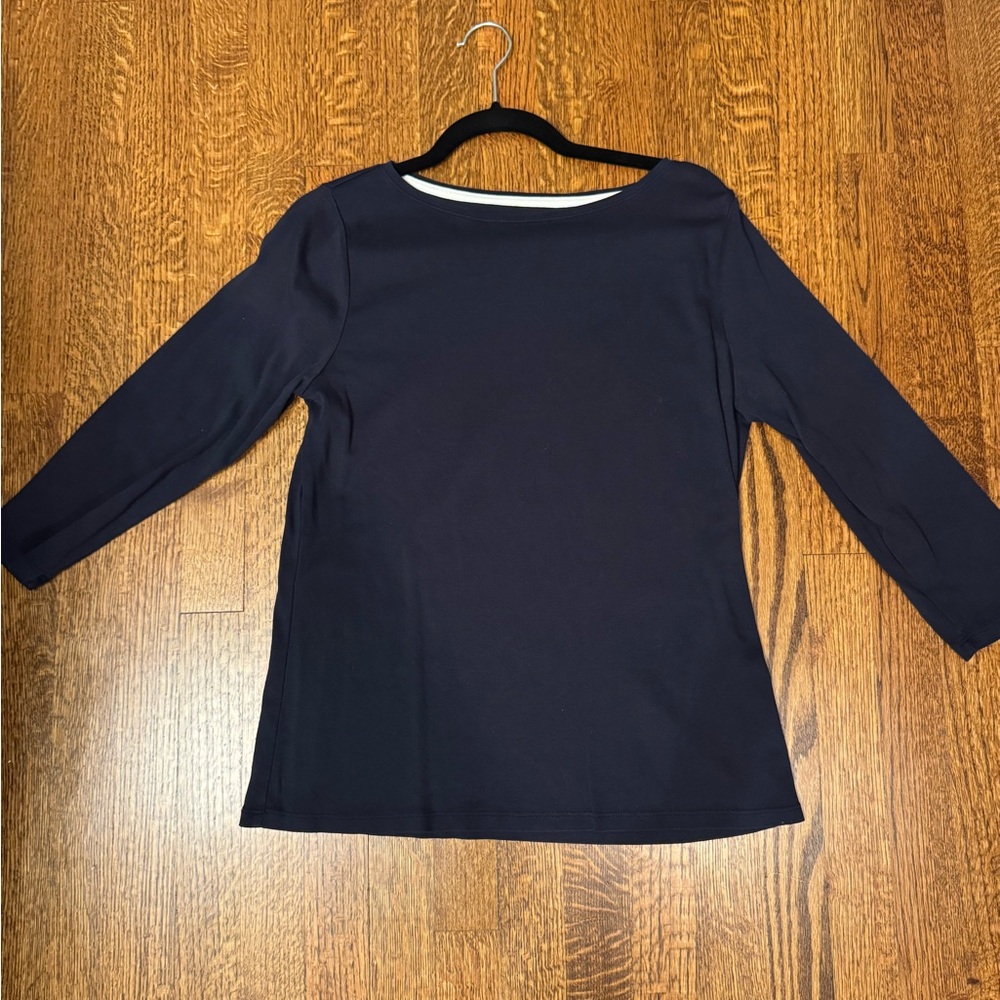 Talbots like new navy boatneck 3/4 sleeve tee